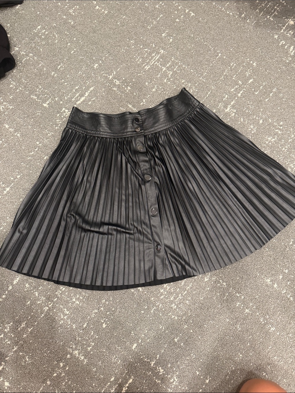 Ramy Brook Black Pleated Faux-Leather Skater Skirt
